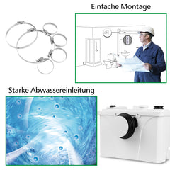 SWANEW 700W Hebeanlage, 190L/min Schmutzwasserpumpen mit niedrigem GerÀusch (39dB), Kleinhebeanlage, 4 in 1 Schmutzwasserpumpen