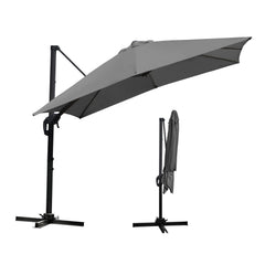 SWANEW Sonnenschirm 300 x 300 cm mit Gartenschirm mit StÀnder Ampelschirm, Sonnenschutz UV50+, 360° Drehbar und Kippbar