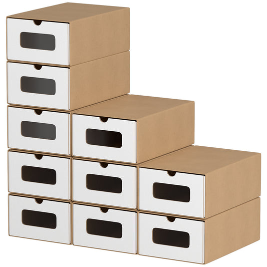 SWANEW Aufbewahrungsboxen mit Sichtfenster & Schublade, Faltbare Schuhboxen, Stapelbar Allzweckbox