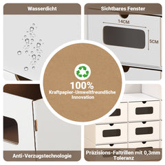 SWANEW Aufbewahrungsboxen mit Sichtfenster & Schublade, Faltbare Schuhboxen, Stapelbar Allzweckbox