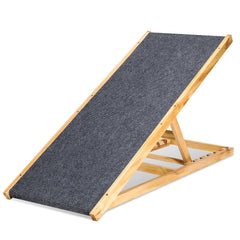 SWANEW Hunderampe 120cm lang, Hundetreppe aus Holz, Haustierrampe für kleine große Hunde und Katzen, rutschfeste klappbar, bis zu 90KG Tragkraft
