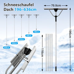 SWANEW Photovoltaik Schneeschieber, Aluminium Schneeschaufel, Dachräumer, 196-636cm