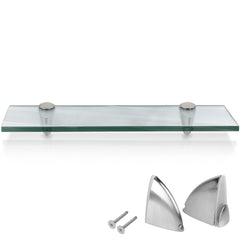 SWANEW Glasablage Glasregal, Glas Wandregal Klarglas mit 8mm ESG Sicherheitsglas und Halterung, Duschregal/Badablage