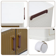 SWANEW Aufbewahrungsbox, mit Deckel, mit Türen & Rädern, Schrank Storage Groß