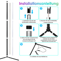 SWANEW LED Stehlampe, RGB Eckenlampe, 150 cm, dimmbar/farbeinstellbar, mit Fernbedienung, App-Steuerung, Musikmodus