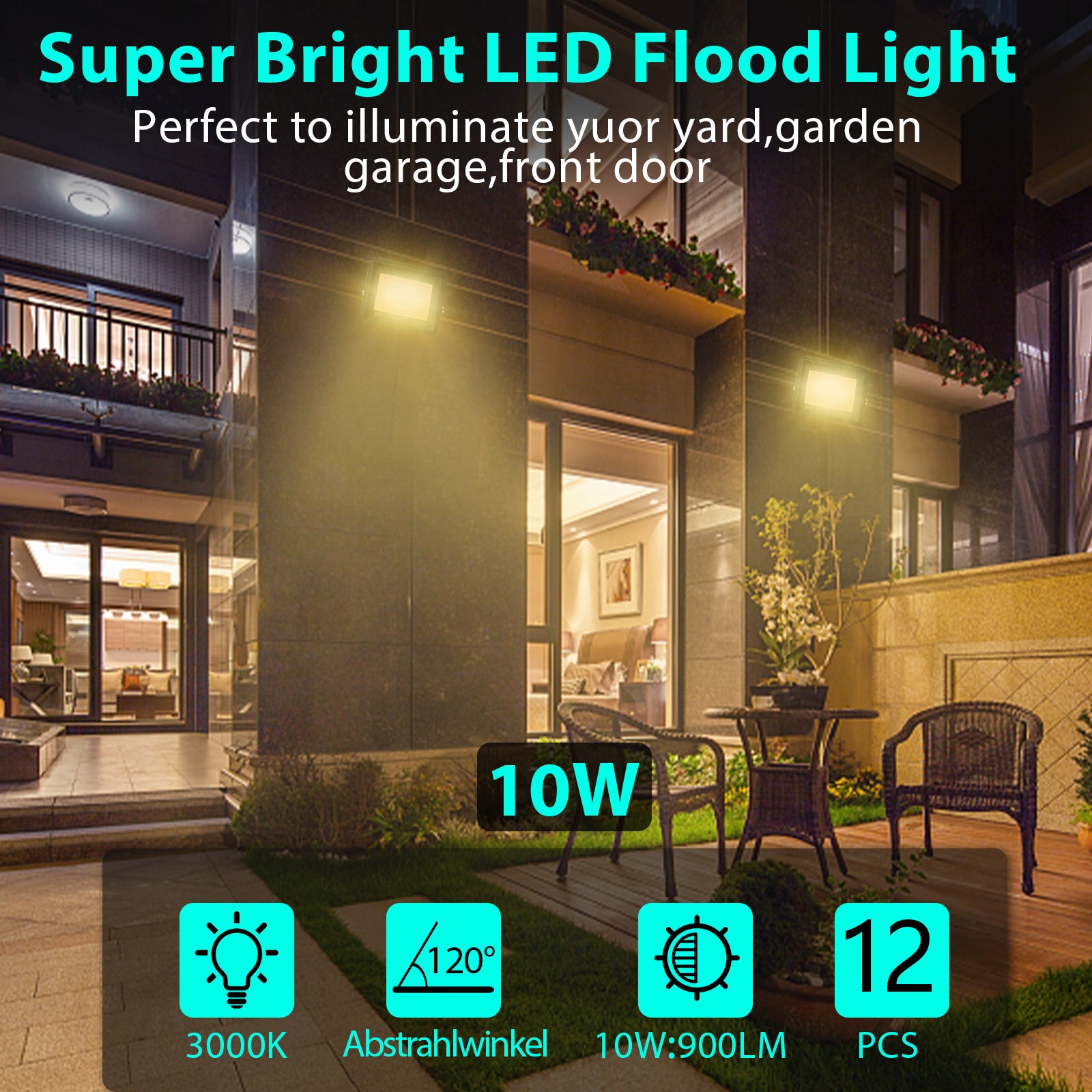 SWANEW LED Strahler Außen, LED Fluter 10W-100W, LED Scheinwerfer Kaltweiß/Warmweiß, Aussenstrahler IP66 Wasserdicht (Kein Stecker)