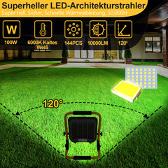 SWANEW LED Baustrahler 50W-200W, Arbeitsleuchte IP66 Wasserdicht, LED-Strahler mit 3M Kabel, und Faltbarer Ständer, 6000K Kaltweiß Fluter für Werkstatt (mit Stecker)