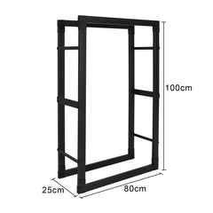 SWANEW Kaminholzregal innen metall Brennholzregal für innen außen, Kaminholzständer, Holzstapelhilfe, Schwarz