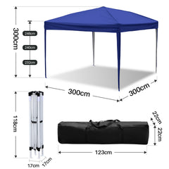 SWANEW Pavillon 3x3m, Pop-up Faltpavillon, 3 Höhenverstellbar, UV Schutz Gartenzelt
