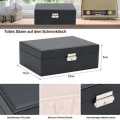 SWANEW Schmuckkasten, Schmuckkoffer, abschließbar, 2 Ebenen, mit Spiegel