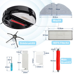 SWANEW Ersatzzubehör kompatibel für Roborock S7 S7Plus S7 MaxV S7 MaxV Ultra 2 Walzenbürsten,4 Filter,6 Seitenbürsten,4 Mop-Tücher,2 Bürste,1 Schraubenzieher