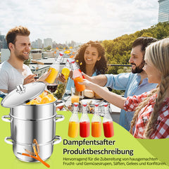 SWANEW Dampfentsafter Saftpresse Edelstahl Induktion Dampf Juicer 8 Liter Ă 26cm 8L, mit 4 BĂŒgelflasche