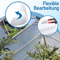 SWANEW 14× Polycarbonat Hohlkammerstegplatten 4 mm – UV-beständige Doppelstegplatten 60,5×121 cm mit 50 Stück W-Clips & 50 Stück Z-Clips – Ideal für Gewächshaus, Garten & Überdachung