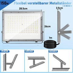 SWANEW LED Strahler Außen, Fluter 6000k Kaltweiß, IP65 Wasserdicht Aussenstrahler, Scheinwerfer (Kein Stecker)