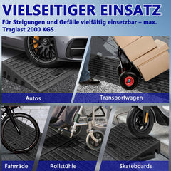 SWANEW Bordsteinrampe Gummi, Auffahrrampe, 2 Stück 10cm Hoch, Schwellenrampe mit Griff