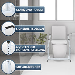 SWANEW Mobile Toiletten Aufstehhilfe, Toilettengestell mit Ablagekorb, Höhenverstellbar WC Stützgestell, Toilettenstützgestell für Senioren, Deaktiviert, Schwangere