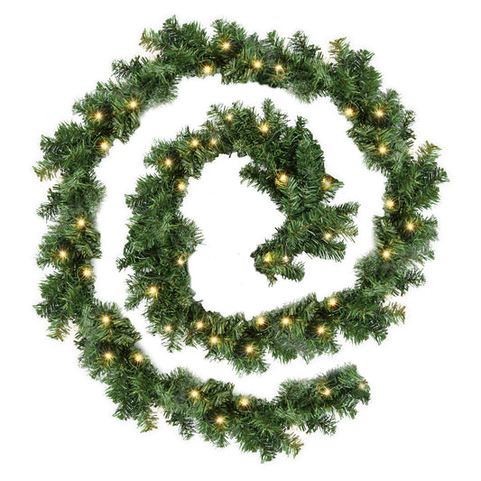 SWANEW Weihnachtsgirlande 5m 100 LEDs, Weihnachten Dekoration, Weihnachten Grüne Girlande mit Lichterkette Tannengirlande