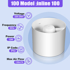 SWANEW Badlüfter Fan Rohrventilator 100mm mit Rückstauklappe Badezimmerlüfter Bad Rauchabzug Ventilator 130m³/h Rohrlüfter