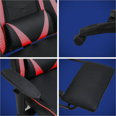 SWANEW Bürostuhl Gaming Stuhl, Ergonomischer Computerstuhl, Gaming Chair mit Fußstütze, Lendenkissen und Kopfkissen, 150 kg Belastbarkeit