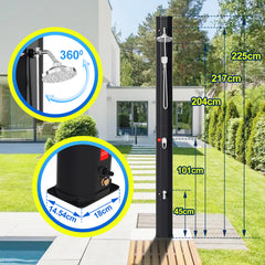 SWANEW Solardusche 20/35/40 Liter Solar Gartendusche Inkl. Schutzhaube und 180° Regenduschkopf, bis 60°C, 50 PSI Wasserdruck, ohne Stromanschluss, fĂŒr den Garten Urlaub und Camping