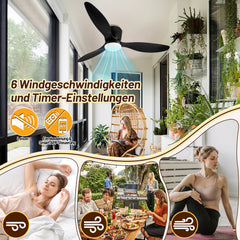 SWANEW Deckenventilator Mit Beleuchtung, 132cm, LED Ventilator Deckenlampe, Umkehrsfunktion, 6 Geschwindigkeiten