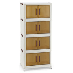 SWANEW Aufbewahrungsbox, mit Deckel, mit Türen & Rädern, Schrank Storage Groß