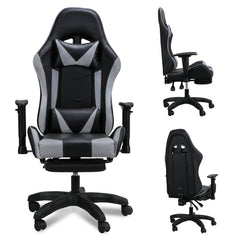 SWANEW Bürostuhl Gaming Stuhl, Ergonomischer Computerstuhl, Gaming Chair mit Fußstütze, Lendenkissen und Kopfkissen, 150 kg Belastbarkeit