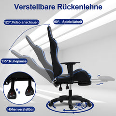 SWANEW Bürostuhl Gaming Stuhl, Ergonomischer Computerstuhl, Gaming Chair mit Fußstütze, Lendenkissen und Kopfkissen, 150 kg Belastbarkeit