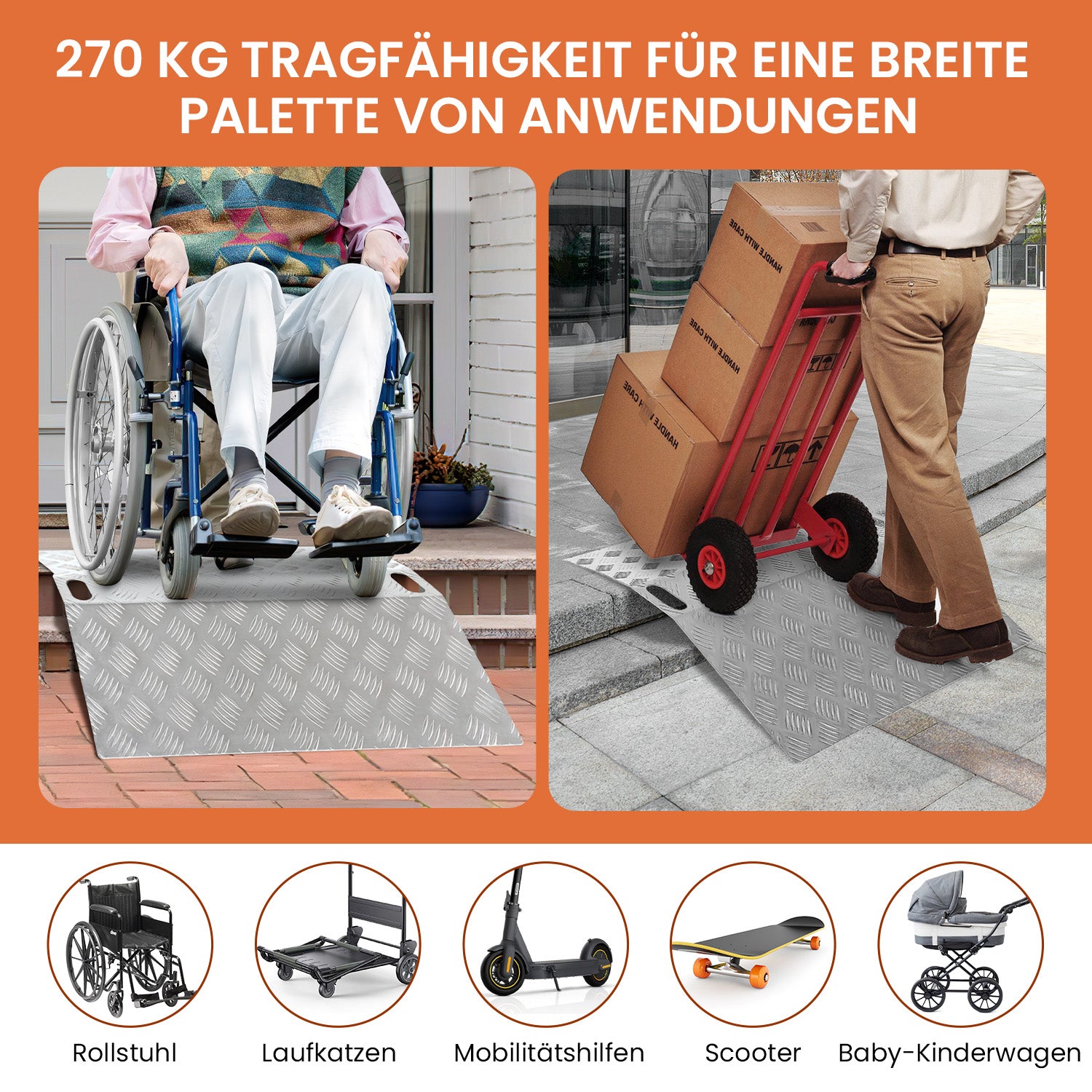 Türschwellenrampe aus Aluminium 60/80/100cm