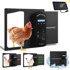 SWANEW Automatische Hühnerklappe Solar, Einklemmschutz, IP65 Wasserdicht, Automatische Hühnertür