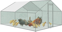 SWANEW Hühnerstall Hühnerhaus Saustierkäfig 3x4x2m Geflügelstall Außengehege Freilaufgehege Verzinkter Stahl Hühnerhaus