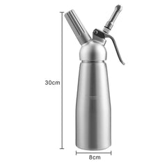 SWANEW Sahnespender Aluminium/Edelstahl Sahnesyphon, 0,5 L Mit 3 Edelstahl Deko-DĂŒsen und ReinigungbĂŒrste