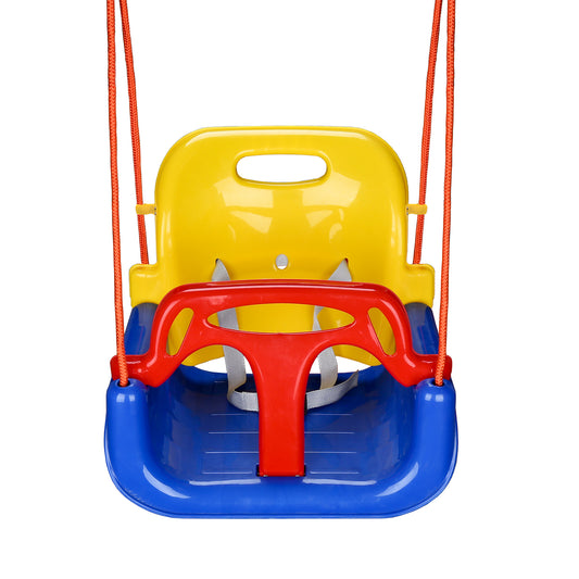 SWANEW 3-in-1 Kinderschaukel & Babyschaukel – Verstellbarer Schaukelsitz mit Rückenlehne, Sicherheitsgurt & wetterfesten Seilen für Garten, Indoor & Outdoor