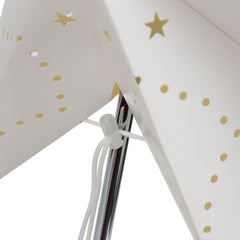 SWANEW Weihnachtsstern Tischlampe, Holzsockel, Weißer 3D-Papierstern φ42cm, Dekorative Papierstern Weihnachten Tischlampe mit Kabelschalter, E14, inkl. Leuchtmittel