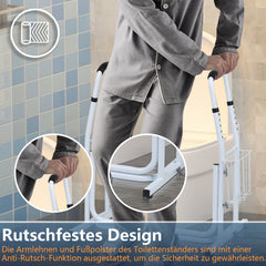 SWANEW Mobile Toiletten Aufstehhilfe, Toilettengestell mit Ablagekorb, Höhenverstellbar WC Stützgestell, Toilettenstützgestell für Senioren, Deaktiviert, Schwangere