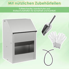 Hühnerfutterautomat mit Deckel & Wandhalterung