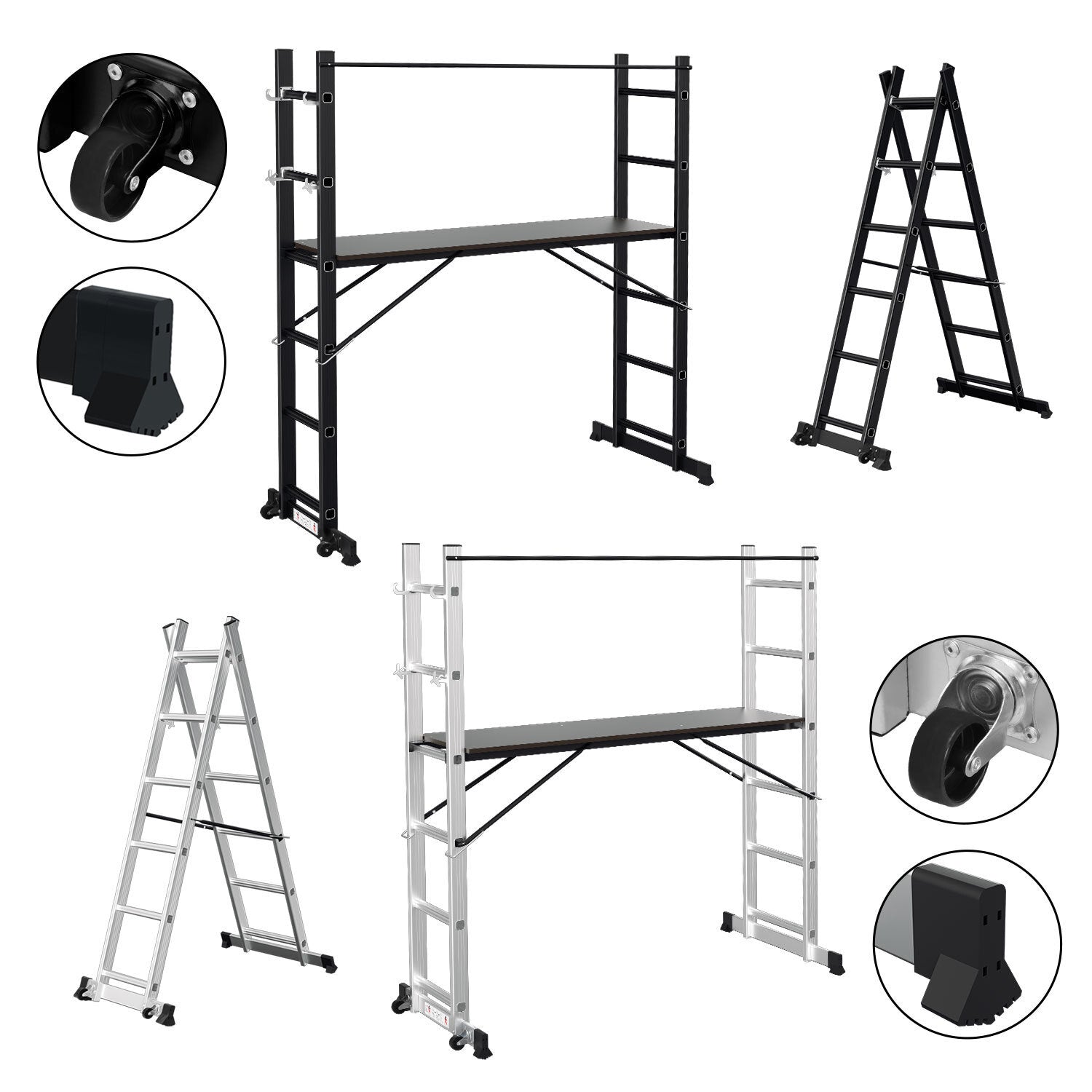 Mehrzweckleiter 4-in-1 Aluminium Leiter 6+6 Stufen