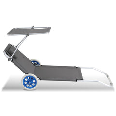 SWANEW Sonnenliege Alu mit 2 RĂ€dern klappbar Strandliege Gartenliege