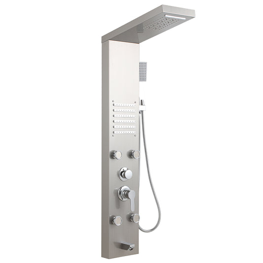 SWANEW Duschpaneel mit Armatur, 5 Funktionen, Verstellbare Massagedüsen, Wandduschpaneel Duschsäule, Edelstahl