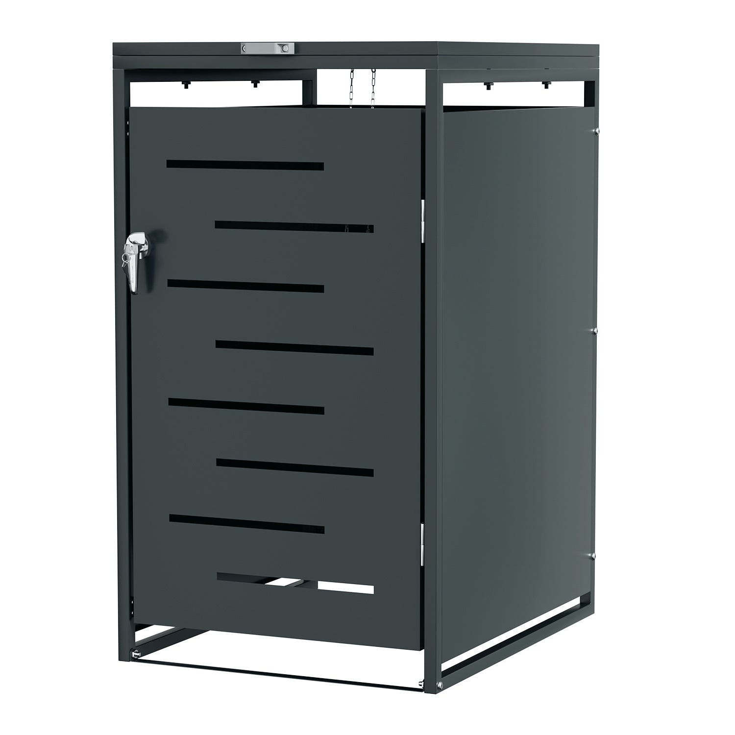 SWANEW Mülltonnenbox 120L-240 L aus Stahl – wetterfestes Mülltonnenhaus mit Deckel, Schloss & Soft-Close