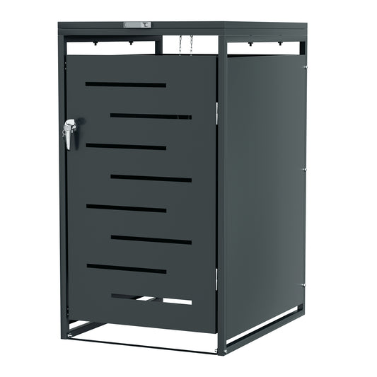 SWANEW Mülltonnenbox 120L-240 L aus Stahl – wetterfestes Mülltonnenhaus mit Deckel, Schloss & Soft-Close