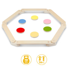 SWANEW Schwebebalken aus Holz, Balancierbalken mit 6 Balanciersteine, fĂŒr Indoor und Outdoor, Spielzeug fĂŒr Balance-Koordination, Mit Aufbewahrungstasche, geeignet fĂŒr Kinder im Alter von 3-7 Jahren