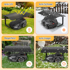 SWANEW Mähroboter Garage mit klappbarem Dach – Rasenroboter Garage Regenschutz, wetterfeste Automower Überdachung für Garten & Ladestation