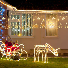 SWANEW LED Lichterkette, Warmweiß Lichterkettenvorhang mit 8 Modi für Innen Außen, IP44 Wasserfest für Weihnachten Garten Party Deko
