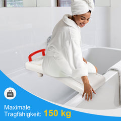 SWANEW Badewannensitz für Senioren – Rutschfestes Badewannenbrett mit Griff, Sitzbrett für Badewanne 41–62 cm, Badehilfe bis 150 kg belastbar