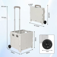 SWANEW Einkaufstrolley Klappbar, Transport Trolley, mit neigbarer Teleskopgriff & Deckel 45L/50L