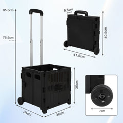 SWANEW Einkaufstrolley Klappbar, Transport Trolley, mit neigbarer Teleskopgriff & Deckel 45L/50L