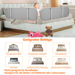 SWANEW 150cm Bettgitter, Klappbar, Kinderbettschutzgitter, Bettschutzgitter, Rausfallschutz