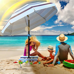 SWANEW Strandschirm Schirm Balkon Strand Terassenschirm 213cm Camping Sonnenschirm mit Tisch&Haken&Tragetasche