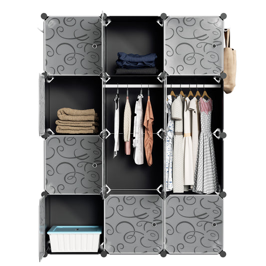 SWANEW DIY Kleiderschrank, 12/16/20 Würfel, Regalsystem, Offen Kunststoff Garderobe, Steckregal